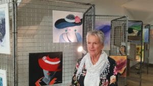Arlette, Annette et Frédéri de l'expo Sculptures Peintures Aquarelles Annette MONIER YOEL