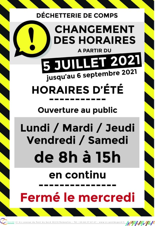 Affiche A3 horaires dechetterie comps
