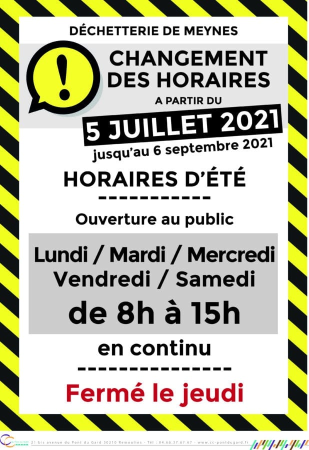 Affiche A3 horaires dechetterie meynes