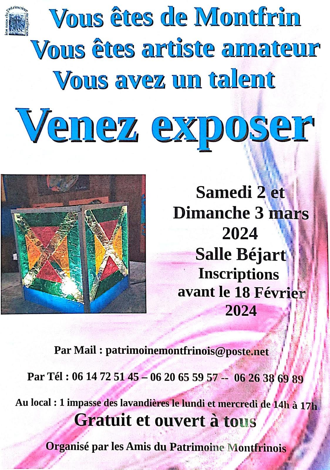 TERMINE - Recherche : artiste amateur montfrinois venez exposer patrimoine montfrinois 2024